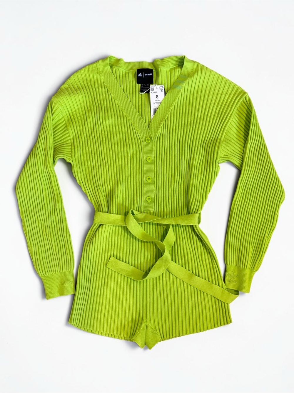 adidas x IVY PARK Halls of Ivy ribbed knit romper “Semi Solar Slime”